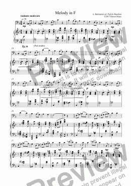 page one of A. Rubenstein - Melody in F for Cello and Piano