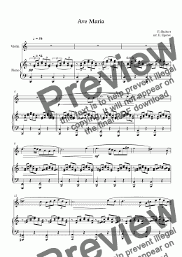 page one of Ave Maria, Franz Schubert, For Violin & Piano