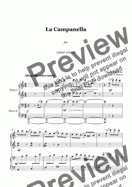 page one of Paganini - La Campanella - 1 piano 4 hands