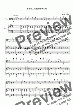 page one of Blue Danube Waltz, Johann Strauss Jr., For Viola & Piano
