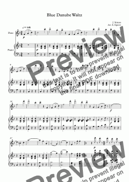 page one of Blue Danube Waltz, Johann Strauss Jr., For Flute & Piano