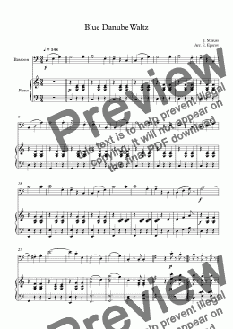 page one of Blue Danube Waltz, Johann Strauss Jr., For Bassoon & Piano