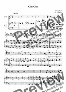 page one of Can Can, Jacques Offenbach, For Violin & Piano