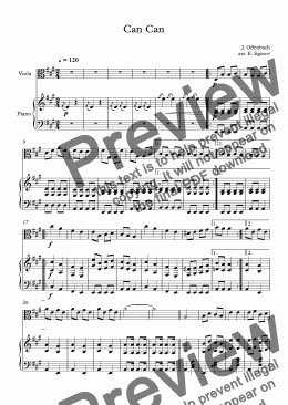 page one of Can Can, Jacques Offenbach, For Viola & Piano