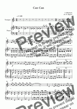 page one of Can Can, Jacques Offenbach, For Trumpet & Piano