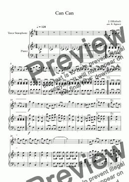 page one of Can Can, Jacques Offenbach, For Tenor Saxophone & Piano
