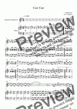 page one of Can Can, Jacques Offenbach, For Soprano Saxophone & Piano