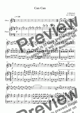 page one of Can Can, Jacques Offenbach, For Oboe & Piano