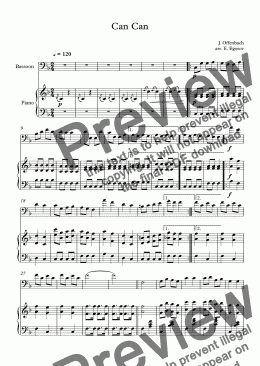 page one of Can Can, Jacques Offenbach, For  Bassoon & Piano