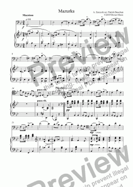 page one of A. Zarzycki - Mazurka for Cello and Piano