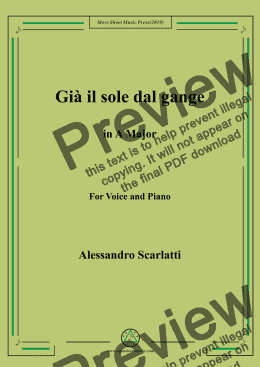 page one of Scarlatti-Già il sole dal gange in A Major,for Voice&Pno