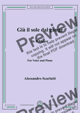page one of Scarlatti-Già il sole dal gange in B Major,for Voice&Pno