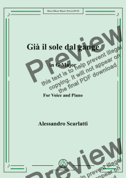 page one of Scarlatti-Già il sole dal gange in G Major,for Voice&Pno