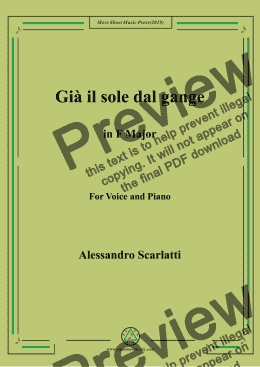 page one of Scarlatti-Già il sole dal gange in F Major,for Voice&Pno