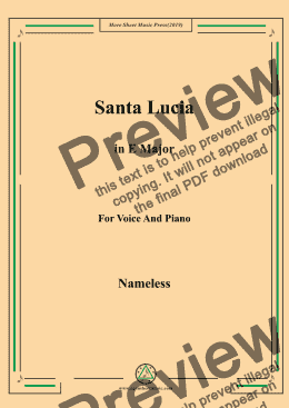 page one of Nameless-Santa Lucia in E Major,for Voice&Pno