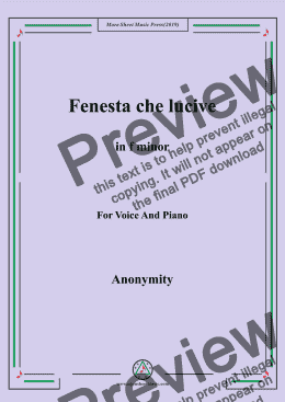 page one of Nameless-Fenesta che lucive in f minor,for Voice&Pno