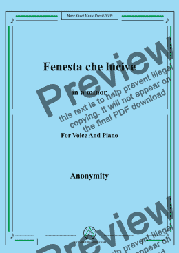 page one of Nameless-Fenesta che lucive in a minor,for Voice&Pno