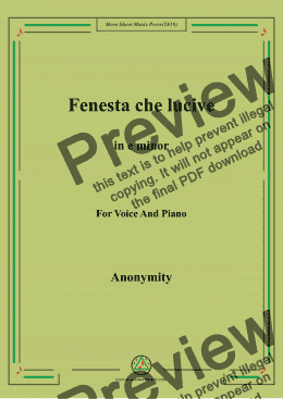 page one of Nameless-Fenesta che lucive in e mino,for Voice&Pnor
