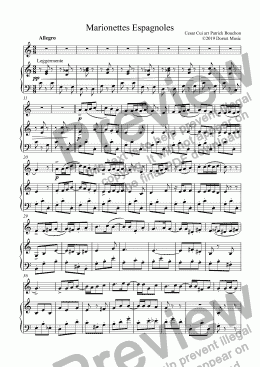 page one of Cui - Marionettes Espagnoles for Clarinet and Piano