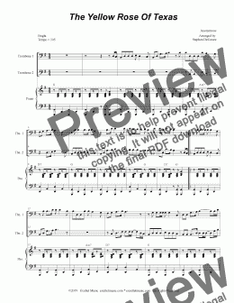page one of The Yellow Rose Of Texas (Trombone Duet)