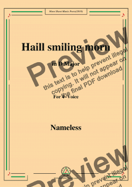 page one of Nameless-Christmas Carol,Haill smiling morn,in D Major,for 4 Voice
