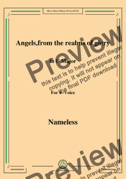 page one of Nameless-Christmas Carol,Angels,from the realms of glory,in C Major,for 4 Voice