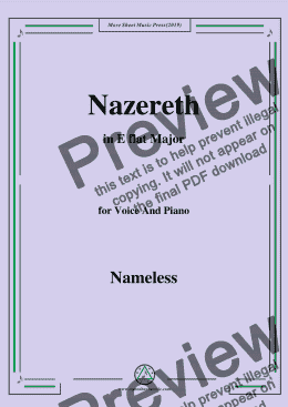 page one of Nameless-Christmas Carol,Nazereth,in E flat Major,for voice and piano