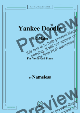 page one of Nameless-Yankee Doodle (Patriotic),in C Major,for Voice and Piano