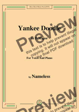 page one of Nameless-Yankee Doodle (Patriotic),in D Major,for Voice and Piano