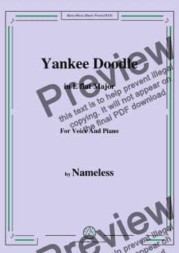 page one of Nameless-Yankee Doodle (Patriotic),in E flat Major,for Voice and Piano