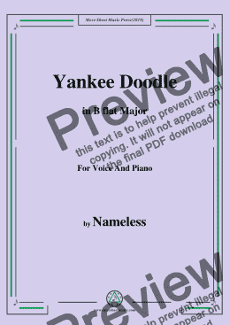 page one of Nameless-Yankee Doodle (Patriotic),in B flat Major,for Voice and Piano