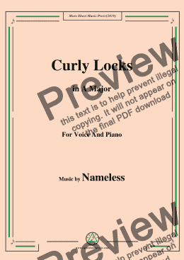 page one of Nameless-Curly Locks,in A Major,for Voice and Piano