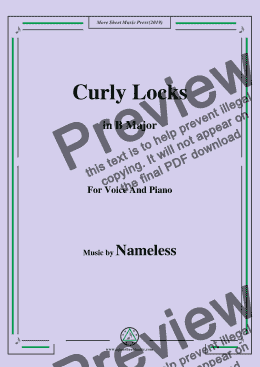 page one of Nameless-Curly Locks,in B Major,for Voice and Piano