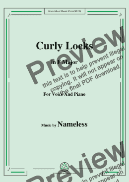 page one of Nameless-Curly Locks,in F Major,for Voice and Piano