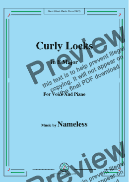page one of Nameless-Curly Locks,in E Major,for Voice and Piano