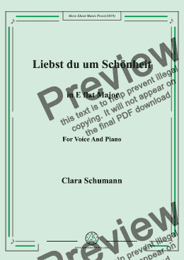 page one of Clara-Liebst du um Schönheit in E flat Major,for Voice&Pno