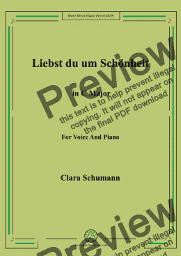 page one of Clara-Liebst du um Schönheit in C Major,for Voice&Pno