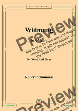 page one of Schumann-Widmung,Op.25 No.1,from Myrten,in A Major,for Voice&Pno