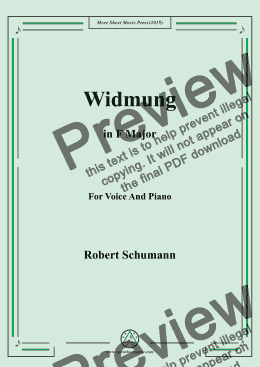 page one of Schumann-Widmung,Op.25 No.1,from Myrten,in F Major,for Voice&Pno