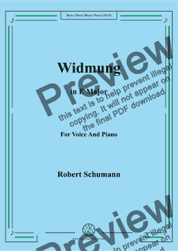 page one of Schumann-Widmung,Op.25 No.1,from Myrten,in E Major,for Voice&Pno