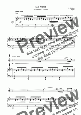 page one of Ave Maria -Schubert- Download Sheet Music (Bb Trumpet & Keyboard score)