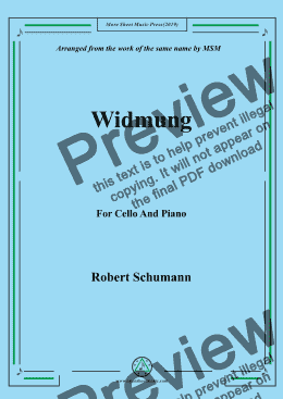 page one of Schumann-Widmung,Op.25 No.1,from Myrten,for Cello and Piano