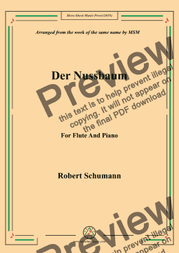 page one of Schumann-Der Nussbaum,for Flute and Piano