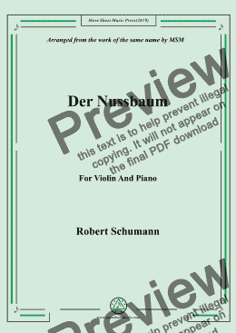 page one of Schumann-Der Nussbaum,for Violin and Piano
