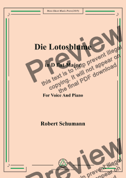 page one of Schumann-Die Lotosblume in D flat Major,for Voice&Pno