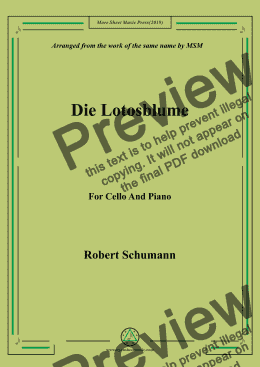 page one of Schumann-Die Lotosblume,for Cello and Piano
