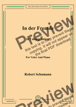 page one of Schumann-In der Fremde in f sharp minor,for Voice&Pno