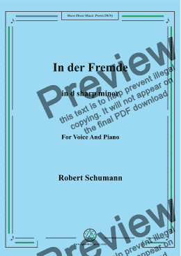 page one of Schumann-In der Fremde in d sharp minor,for Voice&Pno