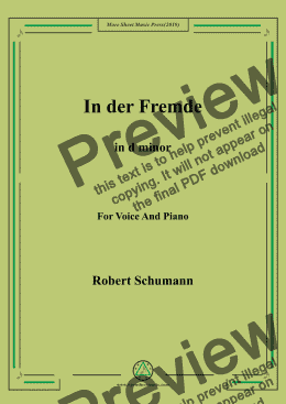 page one of Schumann-In der Fremde in d minor,for Voice&Pno