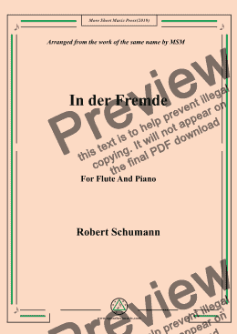 page one of Schumann-In der Fremde,for Flute and Piano